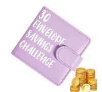 Carpeta de clip - Libro de ahorros de 11.5 cm | Libro de presupuesto de desafío de ahorro de dinero con 30 sobres, planificador de presupuesto de piel sintética con cierre magnético, planificador