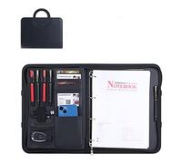 Carpeta de Conferencias de A4 Piel Portafolio Cuaderno de Tapa Dura Diario de Escritura Recargable Carpeta de 4 Anillas Diario de Viaje Organizador de Diario con Bolsillo y para Hombres y Mujeres Reg