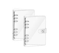 Carpeta de Cuaderno A5,2 PCS Cubierta de Carpeta Carpeta de 6 Agujeros Recargable Cuaderno de Hojas Carpeta de Anillas Transparente de PVC para Álbum de Fotos de Viaje Diario