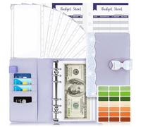 Carpeta de Cuaderno A6, TAOPE 26pcs Cubierta de Hojas Sueltas de Cuero de PU con 12 bolsas transparente con cremallera, Clasificador de presupuesto para Guardar Tarjetas Fotos Factura -Mariposa Morada