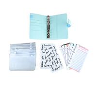 Carpeta de cuaderno ZIXINNKC A6 de PU con cierre magnético de bolsillo para tarjetas transparente, carpeta de presupuesto de efectivo de 6 anillas para organizador