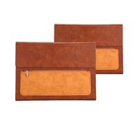Carpeta de cuero A4 for documentos, 2 unidades, gran capacidad, resistente al agua, for, contratos, facturas, suministros oficina(Brown without handle)