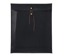 Carpeta de cuero A4, sencilla, gran capacidad, for documentos, maletín moda, organizador for oficina, facturas y contratos(Black)