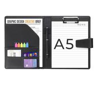 Carpeta de cuero A5, organizador de documentos legales para entrevistas con cubierta de cierre magnético con papeles de tamaño A5, pestañas adhesivas, bolígrafo, mini carpeta organizadora de