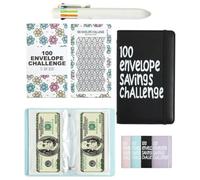 Carpeta de desafío de 100 sobres, carpeta de ahorro de dinero con hojas de presupuesto y bolígrafo, sobres de desafío negro, carpeta de sobres de dinero en efectivo, carpetas de regalo para amigos
