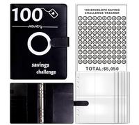 Carpeta de desafíos de 100 ahorros - Carpeta de presupuesto A5, organizador de dinero para efectivo | Bolsas portátiles de recolección de dinero con calcomanía Challenge Tracker, ahorre $5,050