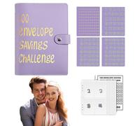 Carpeta de desafíos de 100 sobres - Carpeta de desafíos de sobres, libro de presupuesto de desafíos | 100 sobres Desafío ahorro dinero, Carpeta de ahorro de dinero libro de desafíos de ahorro, Purple