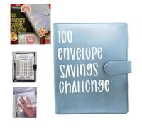 Carpeta de desafíos de 100 sobres, fácil y divertida, libro de presupuesto con sobres de efectivo para planificar presupuestos, ahorrar dinero, organizador de 5 050, control financiero familiar