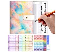 Carpeta de dinero, organizador de ahorro de dinero A6, carpeta de presupuesto recargable con sobres con cremallera y hojas de seguimiento de 7.4 x 5.3 pulgadas, planificador de gastos ideal para el