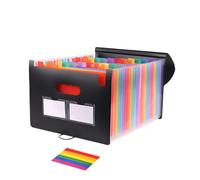 Carpeta de documentos A4, 25 compartimentos, carpeta clasificadora, carpeta de acordeón, organizador de documentos con goma elástica y botón de cierre para escuela u oficina, sistema de carpetas