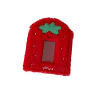 Carpeta de felpa con diseño de fresa de dibujos animados, portatarjetas para coleccionar libro de 3 anillos, carcasa de álbum de fotos pequeño, página recargable, cubierta de álbum de fotos