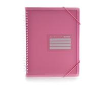 Carpeta de Fundas Ultra Cristal con Espiral 360 y Bordes Reforzados, ID, Indicadores, Tapas Rígidas y Cierre de Gomas. 100% Reciclable by Office Box. (Rosa, A5-20 Fundas)