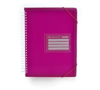 Carpeta de Fundas Ultra Cristal con Espiral 360 y Bordes Reforzados, ID, Indicadores, Tapas Rígidas y Cierre de Gomas. 100% Reciclable by Office Box. (Fucsia, A5-20 Fundas)
