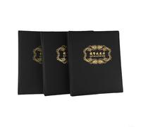 Carpeta de monedas de piel sintética de 27 x 23 cm, diseño negro de 3 agujeros (3 piezas)