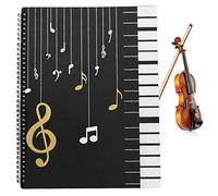 Carpeta de Música,Partituras File Clef Canción de Papel de Almacenamiento,30 Bolsillos/60 Páginas, Carpeta de Almacenamiento(negro）