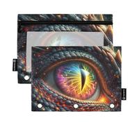 Carpeta de ojos de dragones, estuche para lápices para carpeta de 3 anillas, bolsa transparente con ventana para lápices, estuche con cremallera para oficina, escuela, 2 unidades (color 7)