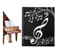 Carpeta De Partituras, 40 Bolsillos,Capacidad Para 80 Páginas A4,Fácil Para Anotaciones, Carpeta Música Con Encuadernación En Espiral Que Permanece Abierta Y Queda Plana,Incluye Etiqueta, Negro