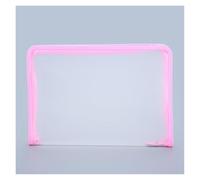 Carpeta de plástico Carteras Bolsa documentos transparente A4 almacenamiento papelería malla con cremallera Carpetas archivos oficina escolar(Pink)