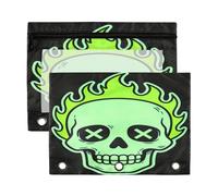 Carpeta de plástico con ventana transparente, flama verde fluorescente, 3 anillos con ojales reforzados con cremallera, 3 carpetas de anillas para aula, escuela, suministros de oficina, 2 unidades