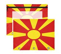 Carpeta de plástico resistente para 3 carpetas de anillas, paquete de 2 para profesores, vuelta a clases, bandera nacional de Macedonia del Norte