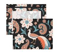 Carpeta de plástico transparente para carpetas de 3 anillas, paquete de 2 suministros para el aula de profesores, bohemio, cachemira, flor, pájaro, rojo, azul, negro, cartuchera para lapices