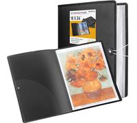 Carpeta de portafolio de arte grande de Nicpro de 45,7 x 61 cm, 30 bolsillos, 60 páginas, carpeta de portafolio para artistas con fundas de plástico transparente, negro
