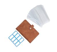 Carpeta de Presupuesto A6, organizador financiero de cuero sintético con 12 bolsillos transparentes y cierre, planificador personal for gestión económica (Marrón)