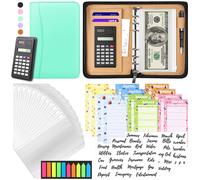 Carpeta de presupuesto con sobres con cremallera, sobres para efectivo para presupuestar, planificador de presupuesto A6 de cuero sint tico 2025