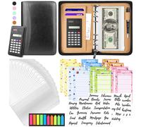 Carpeta de presupuesto con sobres con cremallera, sobres para efectivo para presupuestar, planificador de presupuesto A6 de cuero sint tico 2024