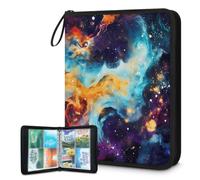 Carpeta de tarjetas coleccionables con 4 bolsillos, diseño de galaxia y universo, con fundas extraíbles, impermeable, con cremallera, capacidad para 50 páginas y 400 tarjetas