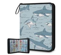 Carpeta de tarjetas coleccionables con 9 bolsillos, diseño de animales del océano, tiburones, carpeta para tarjetas, álbum de tarjetas con fundas extraíbles, impermeable, con cremallera, capacidad