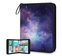 Carpeta de tarjetas coleccionables de 4 bolsillos, galaxia, nebulosa, universo, espacio, carpeta, carpeta, álbum de tarjetas con fundas extraíbles, impermeable, con cremallera, capacidad para 50