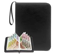 Carpeta de tarjetas de 4 bolsillos, carpeta de tarjetas intercambiables, 50 fundas extraíbles, álbum de 400 bolsillos, superficie de poliuretano impermeable y resistente al desgaste, colección de