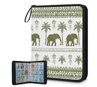 Carpeta de tarjetas de 9 bolsillos, 900 bolsillos con cierre de cremallera (elefante tótem retro)