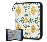 Carpeta de tarjetas de 9 bolsillos, 900 bolsillos con cierre de cremallera (hojas verdes de tótem de limón)