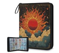 Carpeta de tarjetas de 9 bolsillos, 900 bolsillos con cierre de cremallera (impresión de tótem de nube de sol)