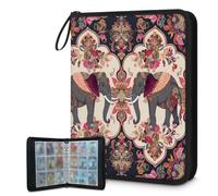 Carpeta de tarjetas de 9 bolsillos, 900 bolsillos con cierre de cremallera (tótem clásico de elefante)