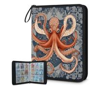 Carpeta de tarjetas de 9 bolsillos, 900 bolsillos con cierre de cremallera (tótem de pulpo Cthulhu)