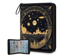 Carpeta de tarjetas de 9 bolsillos, 900 bolsillos con cierre de cremallera (tótem tribu de oro negro)