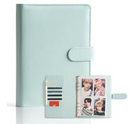 Carpeta de tarjetas fotográficas A5 Kpop, álbum coleccionista de tarjetas de 6 anillos con 240 ranuras para tarjetas, 30 fundas para tarjetas fotográficas de doble cara, cubierta de piel sintética