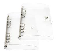 Carpeta de tarjetas fotográficas A5, transparente con hojas sueltas, organizador personal, 6 carpetas de presupuesto, planificador de anillos con cuerda elástica (suave)