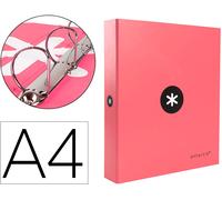 Carpeta Din A4 Rayado 4 Anillas 40 Mm Color Coral Mixto - ANTARTIK