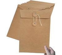 Carpeta ecológica de papel kraft A4 con cierre de cuerda, sobre marrón para proyectos, documentos e informes, soporte de documentos reciclado duradero (10 unidades)