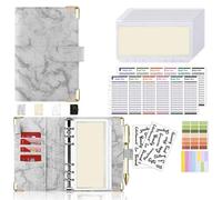 Carpeta económica de cuero PU con sobres for efectivo, bolsillos cremallera, pequeña bolsa francesa for ahorrar organizador planificador A6 para Oficinas Hogar(Grey)