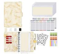 Carpeta económica de cuero PU con sobres for efectivo, bolsillos cremallera, pequeña bolsa francesa for ahorrar organizador planificador A6 para Oficinas Hogar(Yellow)