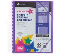 Carpeta espiral A4 60 fundas Archivex PP color surtido
