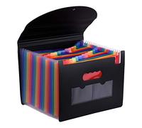 Carpeta Expandible de 24 Bolsillos Organizador de Archivos en Acordeón Pestañas de Colores Caja Archivadora Plástico Expandible Portátil Papel Mensual Factura Recibo de Impuestos