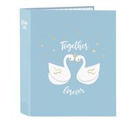 Glowlab CISNES - Carpeta Folio 4 Anillas, Ideal para Niños de Diferentes Edades, Cómoda y Versátil, Calidad y Resistencia, 27x6x33 cm, Color Azul Claro