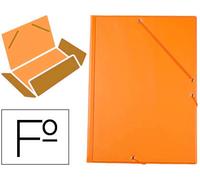 Carpeta Folio Elasticos 3 Fichas Cartón Forrado PVC Naranja