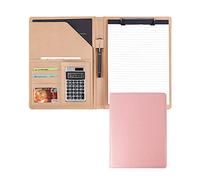 Carpeta for conferencias, portafolios, carpeta for currículum, portapapeles pequeño, bloc de notas tamaño carta/A4, organizador documentos legales for entrevistas, tarjetero(Pink+12digit calculator)